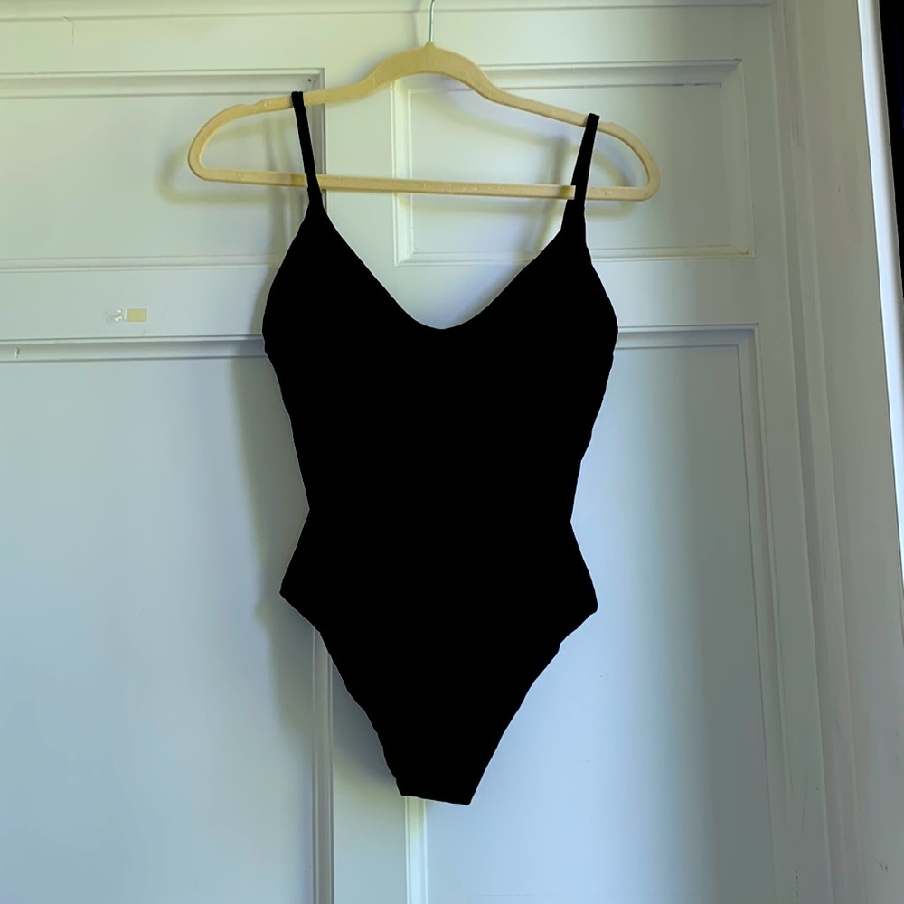 Sleek black J. Crew one piece